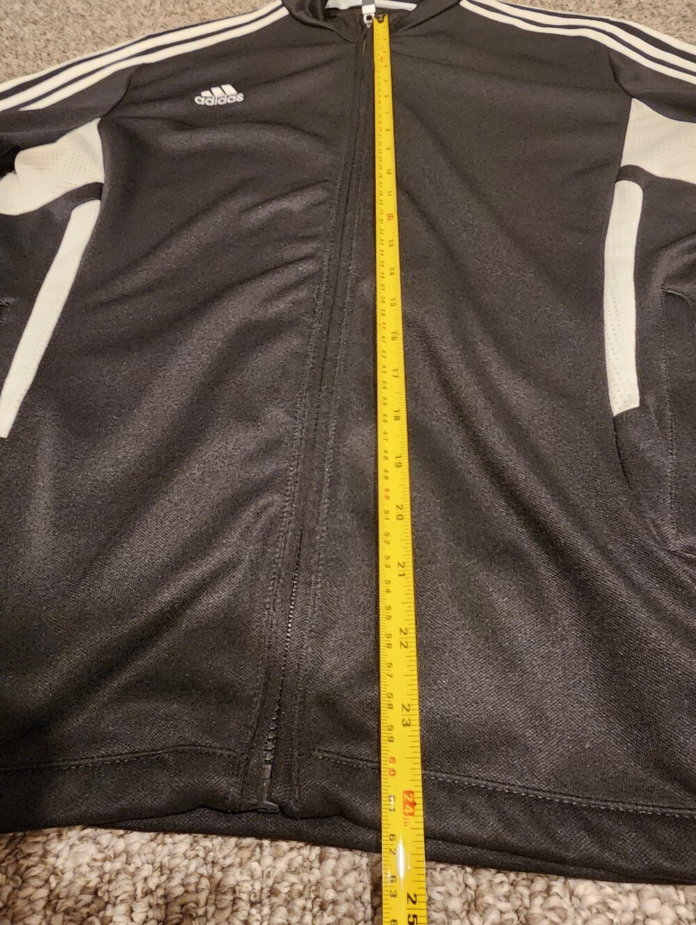 adidas Black Full-Zip Track Jacket with White Stripes - Picture 7 of 8